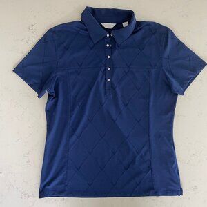 Callaway Athletic SS 5 Snap Polo Golf Shirt in Poly Blend Cobalt Blue Sz L NWOT